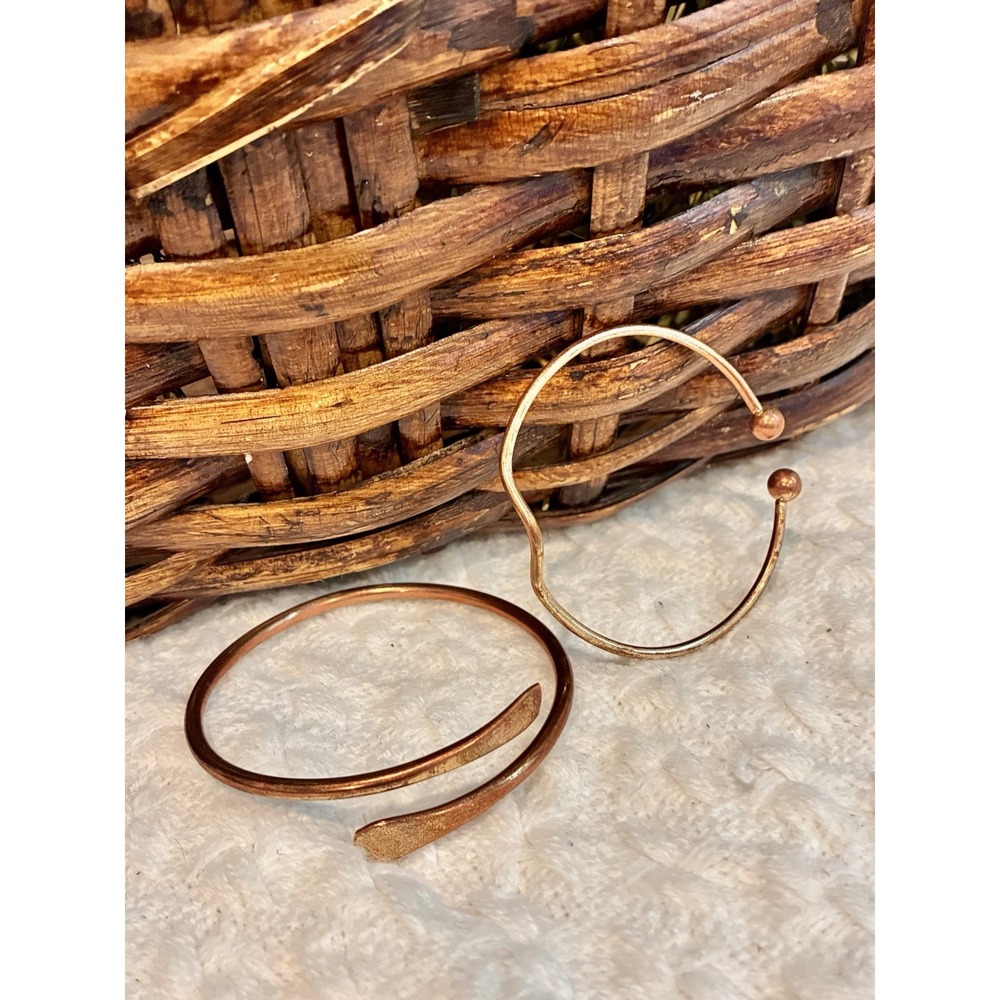 Vintage Copper Tone Cuff Bracelet Lot of 2 Minimalist Boho Y2K Open Bangle